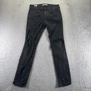 Pascun Jeans Mens 30x30 Black Cotton Denim Skinny Distressed Stacked Stretch